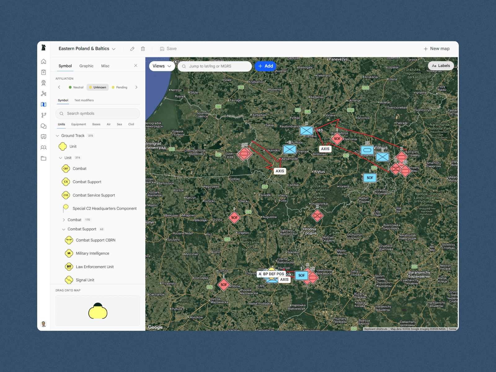 Situation maps module interface