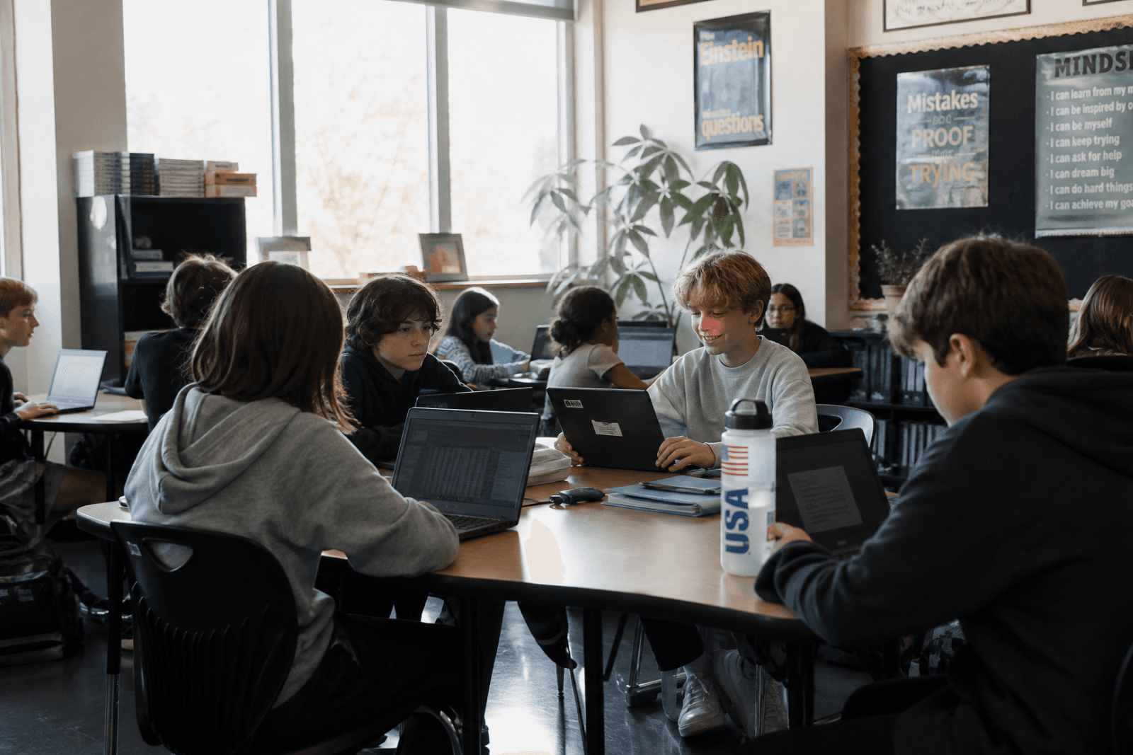 Students and educators in a K-12 personalized learning environment
