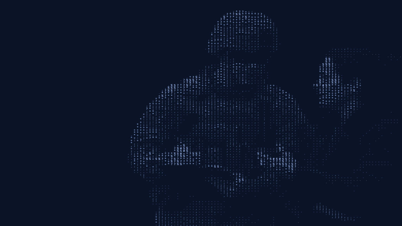 Soldier in tactical gear rendered in a digital halftone style